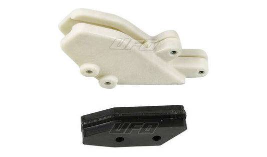 UFO Chain guide block + Slider kit transparent white/black Kawasaki KX125/250