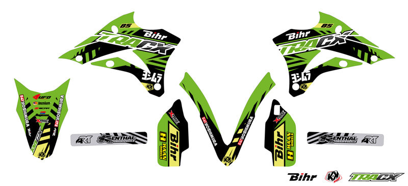 UFO Plastic & Graphic kit OEM kleur Kawasaki KX85