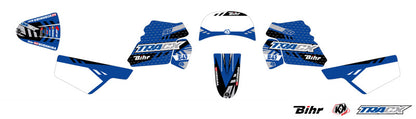 ART Plastic Kit OEM Color Blue w/ Complete Seat Black + KUTVEK Racer Graphic Kit Blue Yamaha PW50