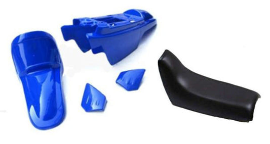 ART plasticset oorspronkelijke kleur blauw met compleet zadel zwart Yamaha PW50