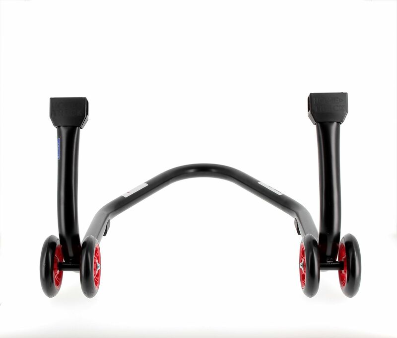 BIHR Home Track Paddockstand achter "V" Adapters Zwart met Rode Wielen