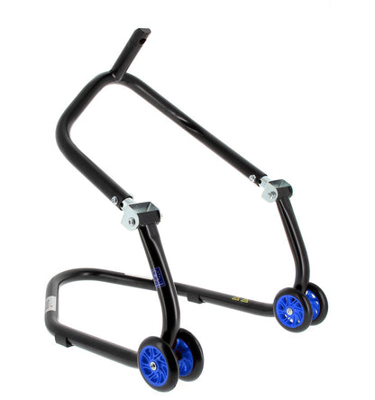 BIHR Home Track Paddock Stand Front Headset Black with Blue Wheels 