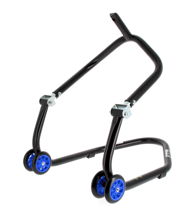 BIHR Home Track Paddock Stand Front Headset Black with Blue Wheels 