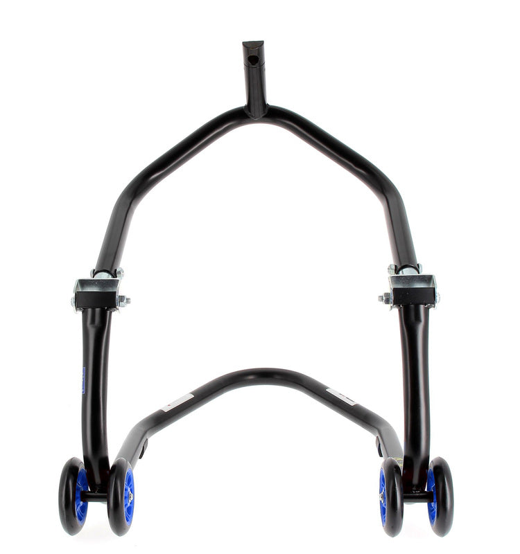 BIHR Home Track Paddock Stand Front Headset Black with Blue Wheels 