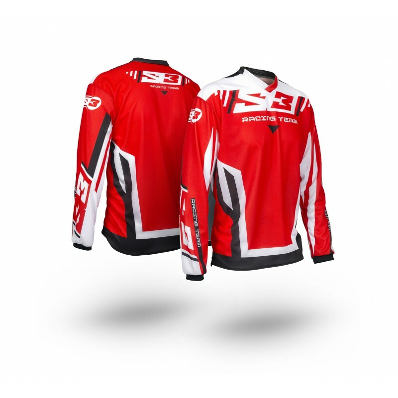 S3 Racing team kindershirt rood/zwart maat YXS