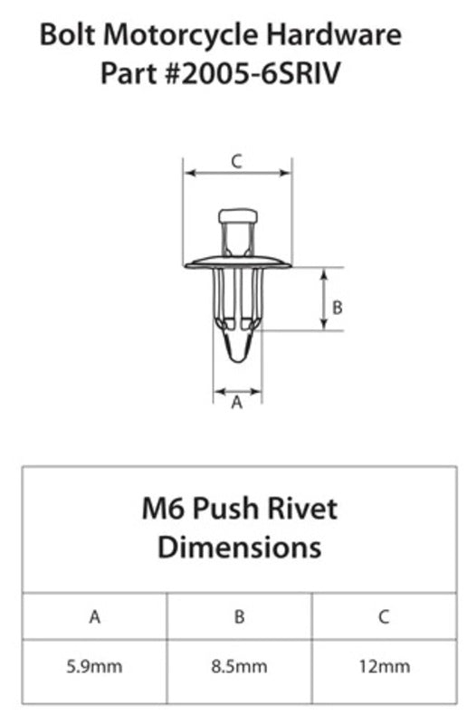 BOLT PLASTIC RIVET M6 PACK OF 10 PIECES