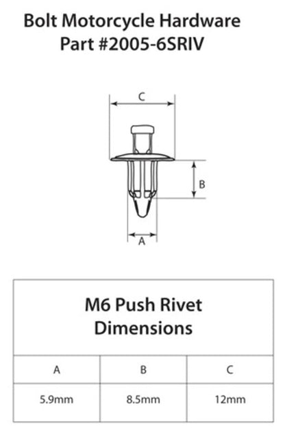 BOLT PLASTIC RIVET M6 PACK OF 10 PIECES