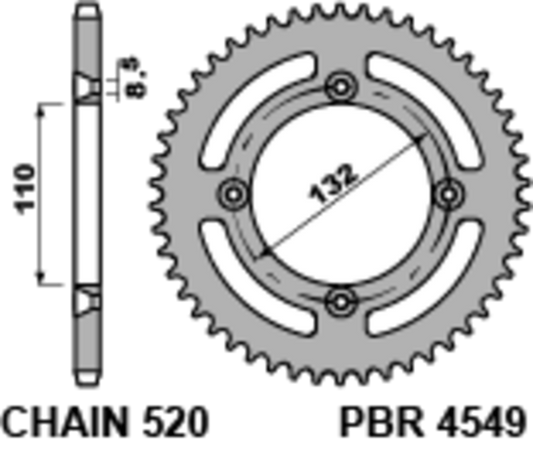 PBR Steel C45 standard rear sprocket 4549 - 520