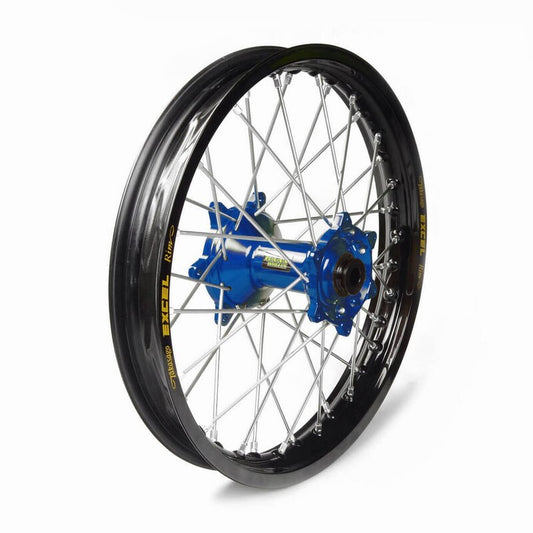 HAAN WHEELS Compleet achterwiel 16x1,85x36T zwarte velg/blauwe naaf/zilver spaken/zilver spaaknippels