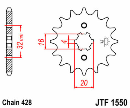 JT SPROCKETS Steel Standard Front Sprocket 1550 - 428