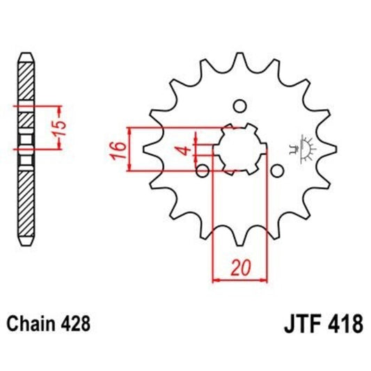 JT SPROCKETS Steel standard front sprocket 418 - 428