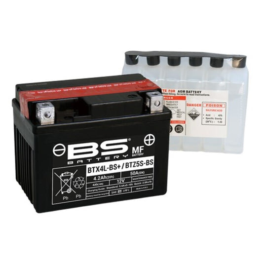 BS BATTERY Battery Maintenance-free with acid pack - BTX4L+ / BTZ5S