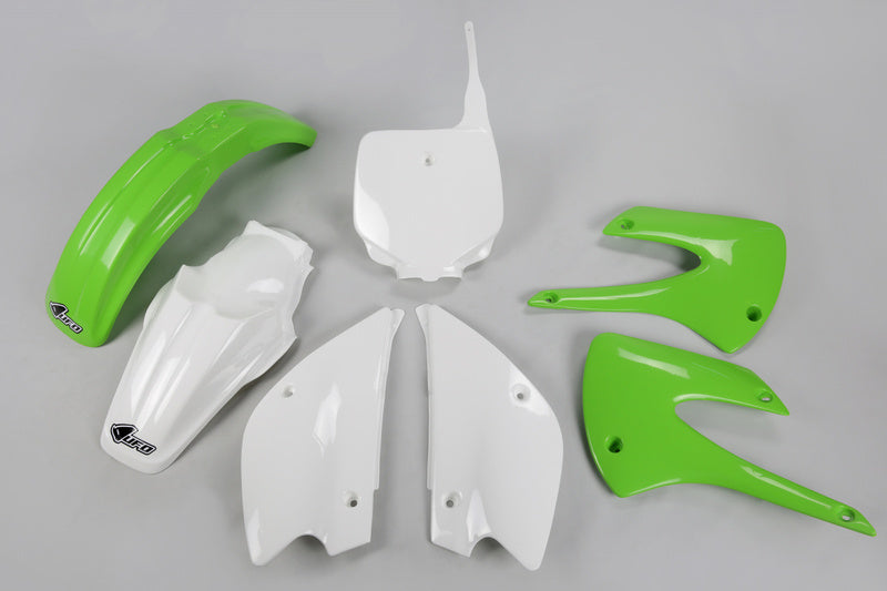 UFO Restyled plastic kit OEM kleur groen/wit Kawasaki KX85