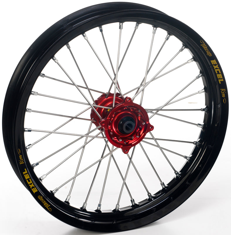 HAAN WHEELS Compleet Voorwiel 14x1,60x32T Zwart Velg/Rood Naaf/Zilver Spaken/Zilver Spaaknippels