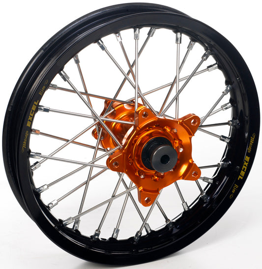 HAAN WHEELS Complete Rear Wheel 14x1.60x36T Black Rim/Orange Hub/Silver Spokes/Silver Spoke Nipples 