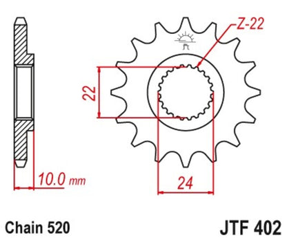 JT SPROCKETS Front Sprocket 16 Teeth Steel Standard 520 Pitch Type 402 BMW F 650 GS