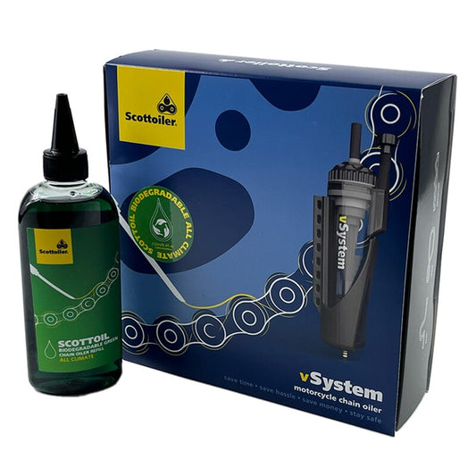 SCOTTOILER vSystem Kettingsmeersysteem Universal Edition + Biologisch afbreekbaar smeermiddel Green