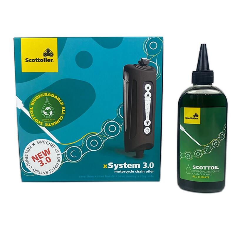 SCOTTOILER Xsystem 3.0 Smeersysteem + 250 ml All Climate Biologisch afbreekbaar smeermiddel