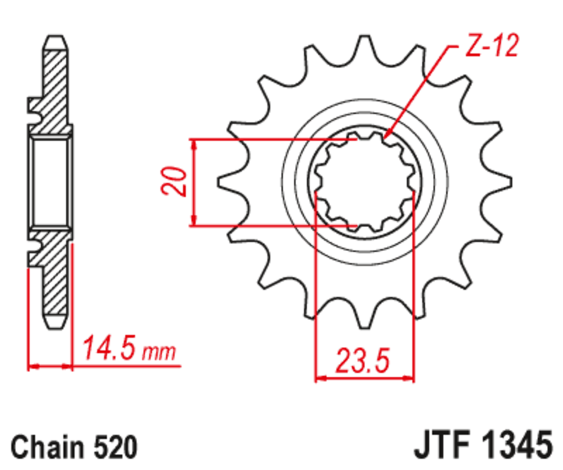 JT SPROCKETS Staal geluidsarm voortandwiel 1345 - 525