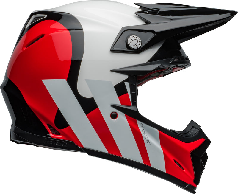 BELL Moto-9S Flex Helmet - Hello Cousteau Stripes Gloss White/Red