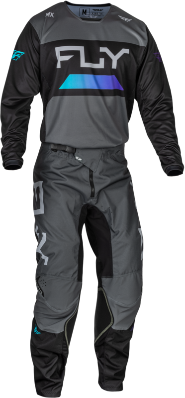 FLY RACING Kinetic Reload Broek - Charcoal/Zwart/Blue Iridium