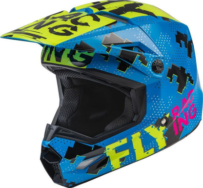 FLY RACING Kinetic Scan Kindermaat helm - Blauw/Neon roze