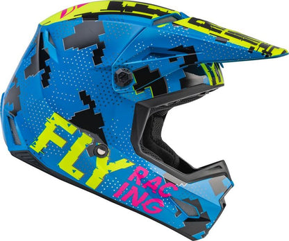 FLY RACING Kinetic Scan Kindermaat helm - Blauw/Neon roze