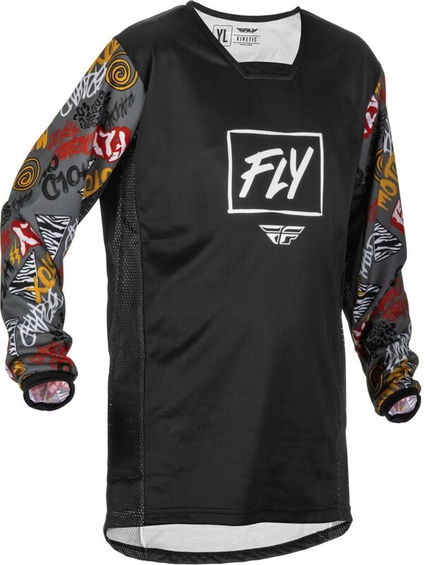 FLY RACING Youth Kinetic Rebel Jersey Black/Grey YL