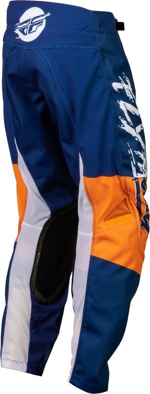 FLY RACING Youth Kinetic Khaos Pants White/Navy/Orange