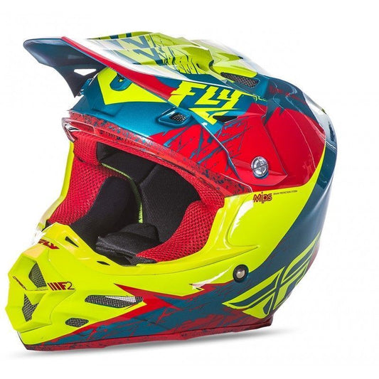 FLY RACING F2 Carbon Mips Retrospec 2017 Red/Hi-Vizion