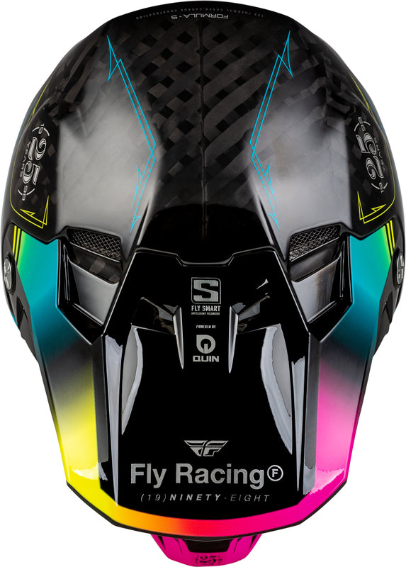 FLY RACING Formula Smart Carbon Legacy Helm - Zwart/Electric Blue/Fuschia