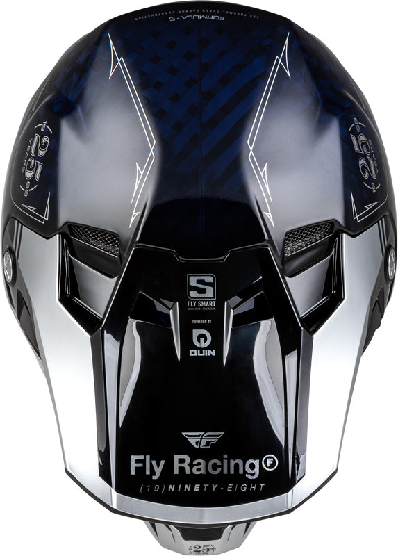 FLY RACING Formula Smart Carbon Legacy Helm - Zwart/Electric Blue/Fuschia