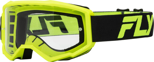 FLY RACING Focus Motocross Goggles - Black/Neon Yellow with Clear Lens