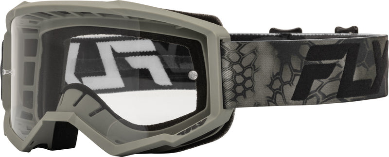 FLY RACING Focus Special Edition Kryptek Crossbrillen - Moss Grey/Zwart - Heldere Glazen