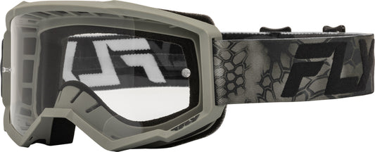 FLY RACING Focus Special Edition Kryptek Crossbrillen - Moss Grey/Zwart - Heldere Glazen