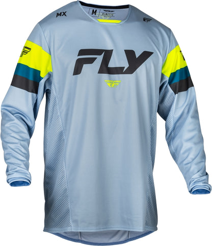 FLY RACING Kinetic Prix Youth Children's size jersey - Ice Grey/Charcoal/Neon yellow