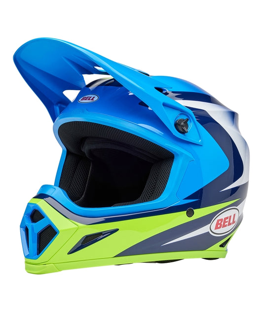 BELL MX-9 Mips Helm - Jackal Gloss Blue/Hi-Viz Yellow