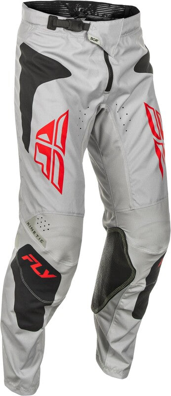 FLY RACING Kinetic SYM Pants - Light Grey/Red/Black