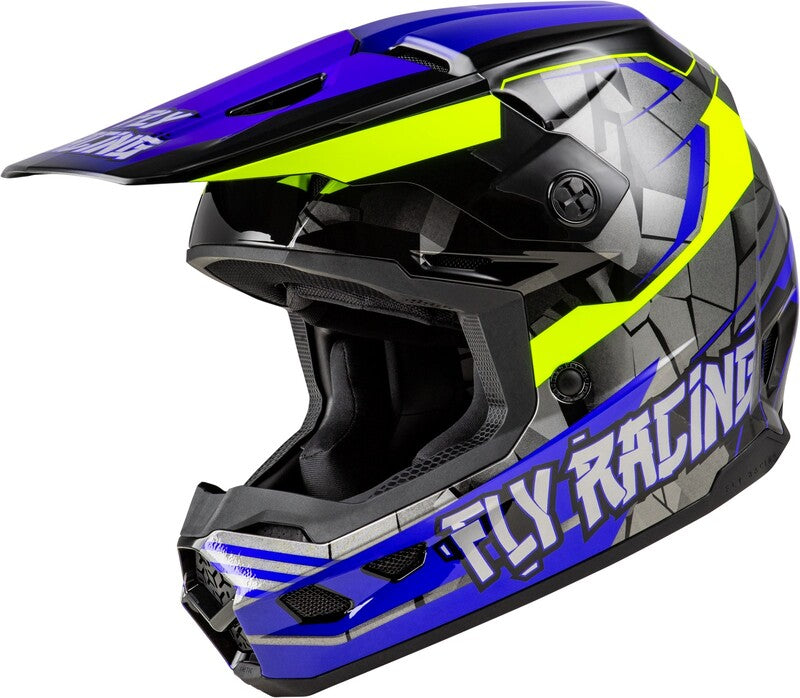 FLY RACING Kinetic Scorched Youth Helmet - Blue/Grey/Hi-Vis