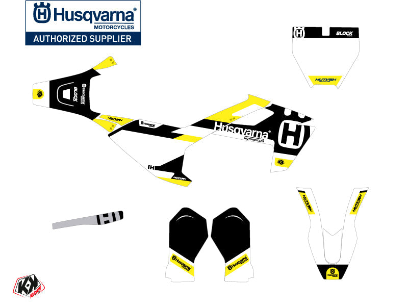 Husqvarna EE-5 Dirt Bike Block Graphic Kit Black Yellow