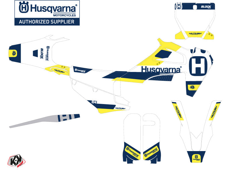 Husqvarna FC 350 Dirt Bike Block Graphic Kit Blue Yellow