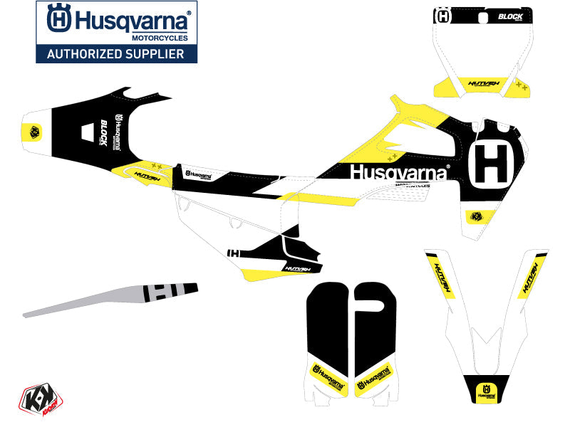 Husqvarna FC 350 Dirt Bike Block Graphic Kit Black Yellow