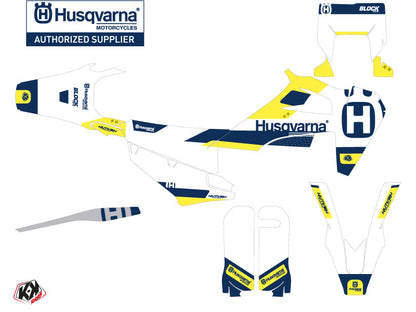 Husqvarna 350 FE Dirt Bike Block Graphic Kit Blue Yellow