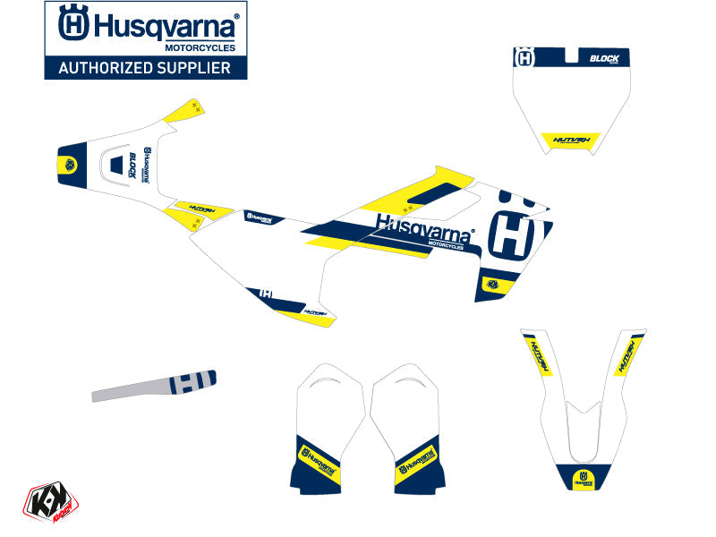 Husqvarna TC 50 Dirt Bike Block Graphic Kit Blue Yellow