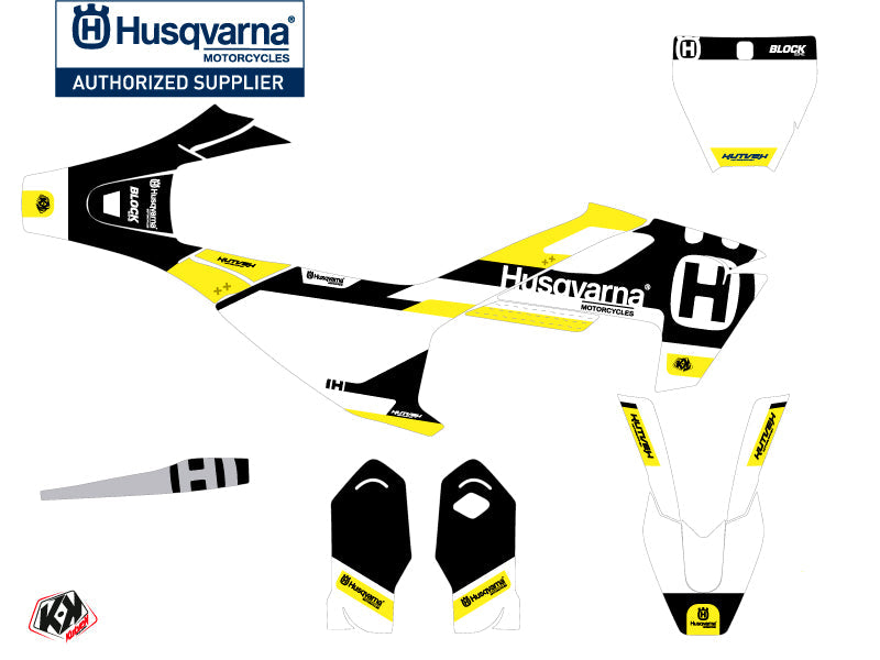 Husqvarna TC 85 Dirt Bike Block Graphic Kit Black Yellow