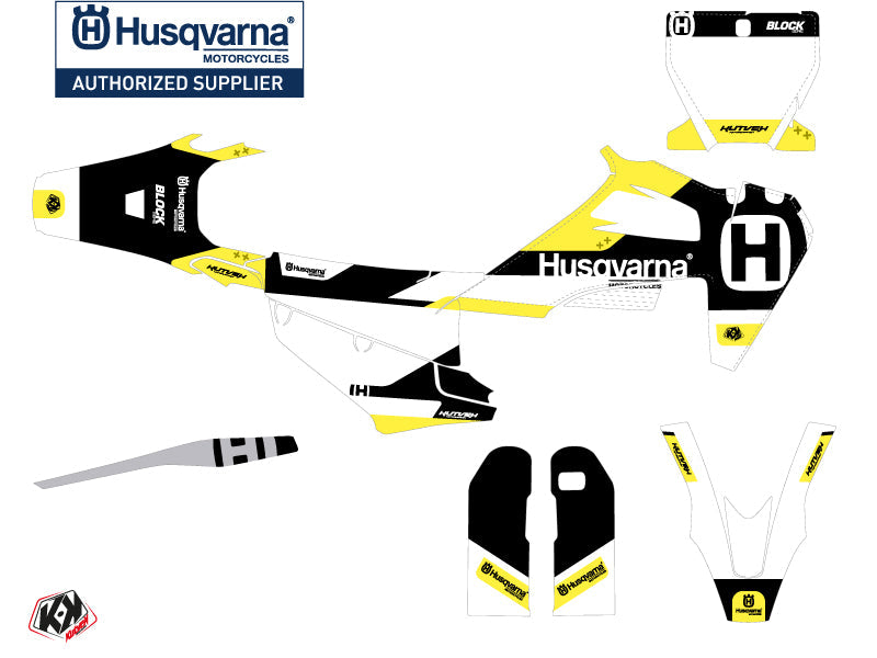 Husqvarna 450 FS Dirt Bike Block Graphic Kit Black Yellow