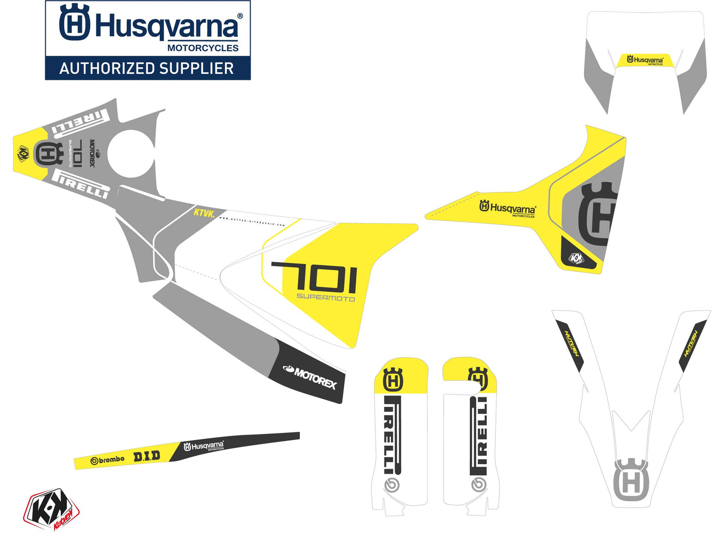 Husqvarna 701 Enduro Dirt Bike Diskovery Graphic Kit Grey