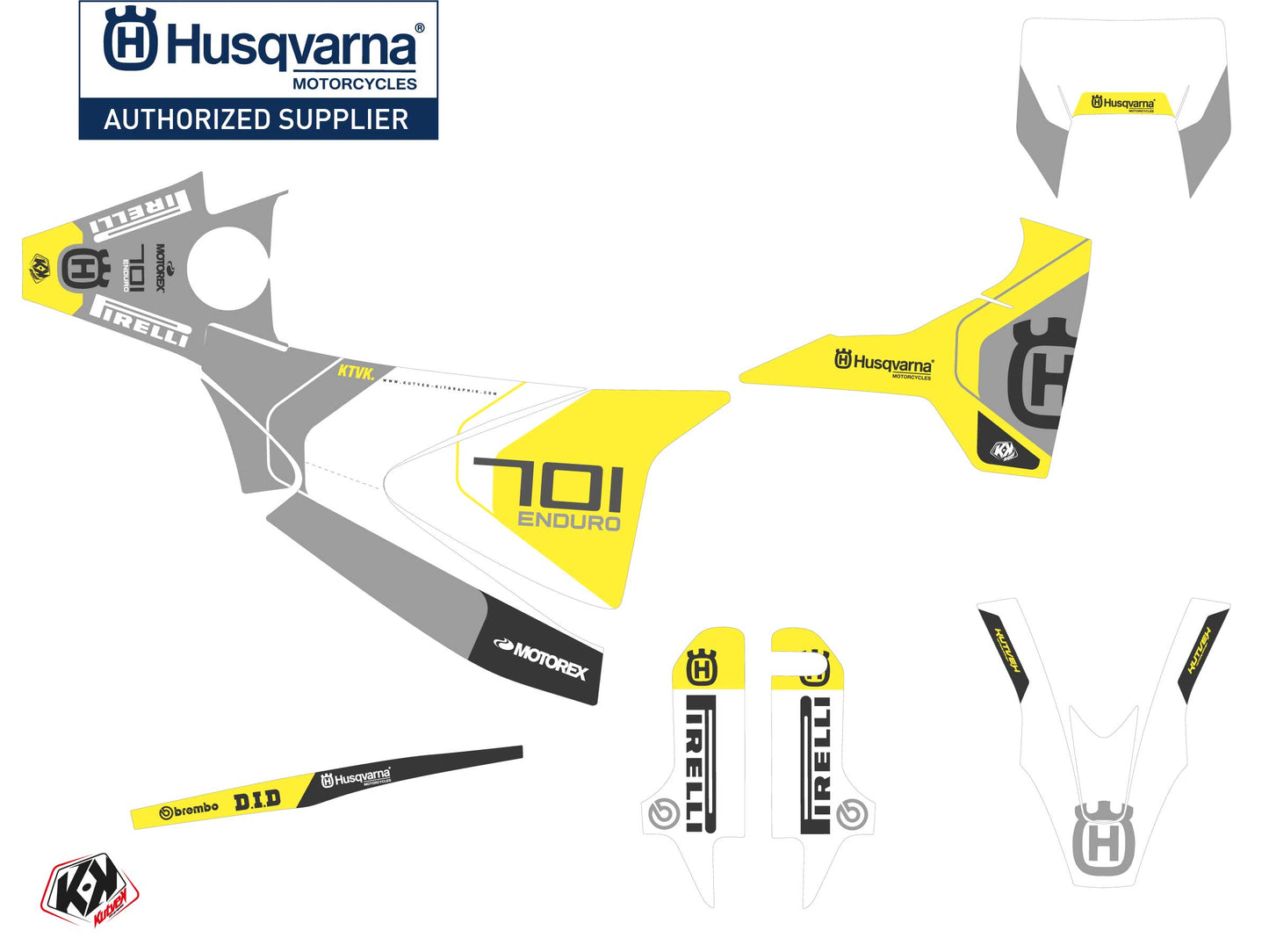 Husqvarna 701 Supermoto Dirt Bike Diskovery Graphic Kit Grey