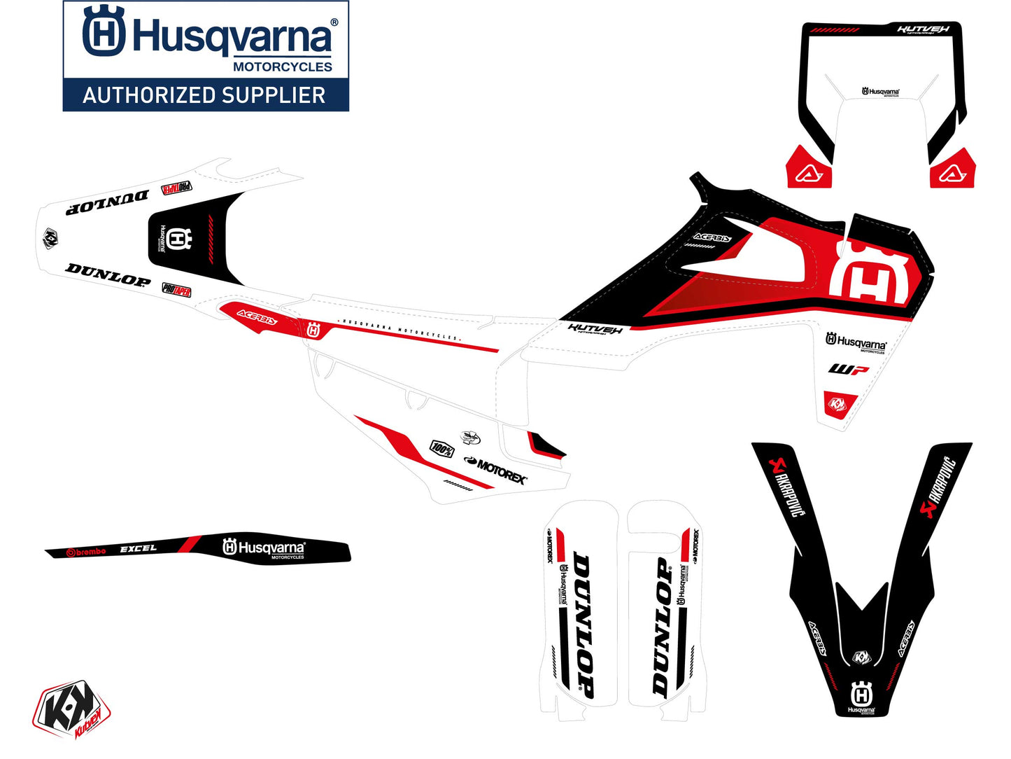 Husqvarna 125 TE Dirt Bike D-SKT Graphic Kit Red