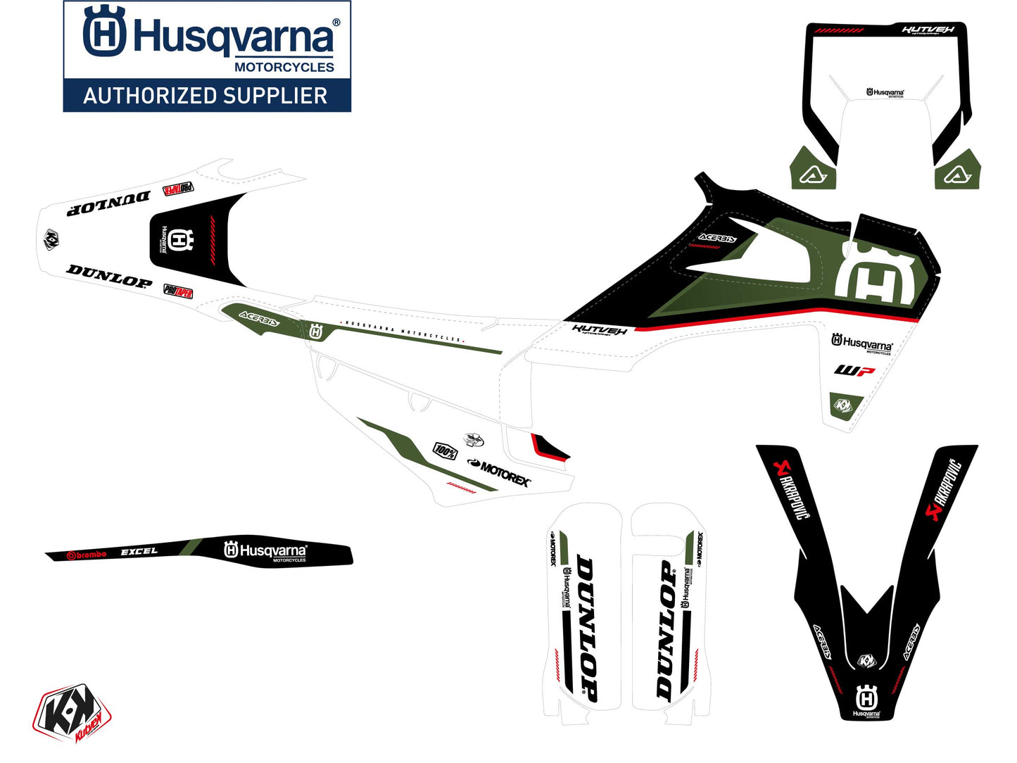 Husqvarna 501 FE Dirt Bike D-SKT Graphic Kit Kaki